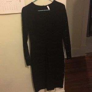 Long sleeve black lace dress